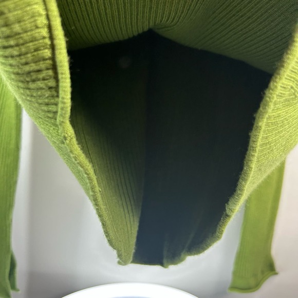 Maeve By Anthropologie Pistachio Lime Green Ribbed Stretchy Turtleneck Sweater M - Picture 8 of 9